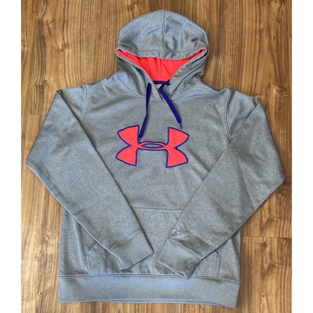 Under Armour‎ Sweatshirt Hoodie Adult S Gray Logo Pullover Storm Pockets Womens